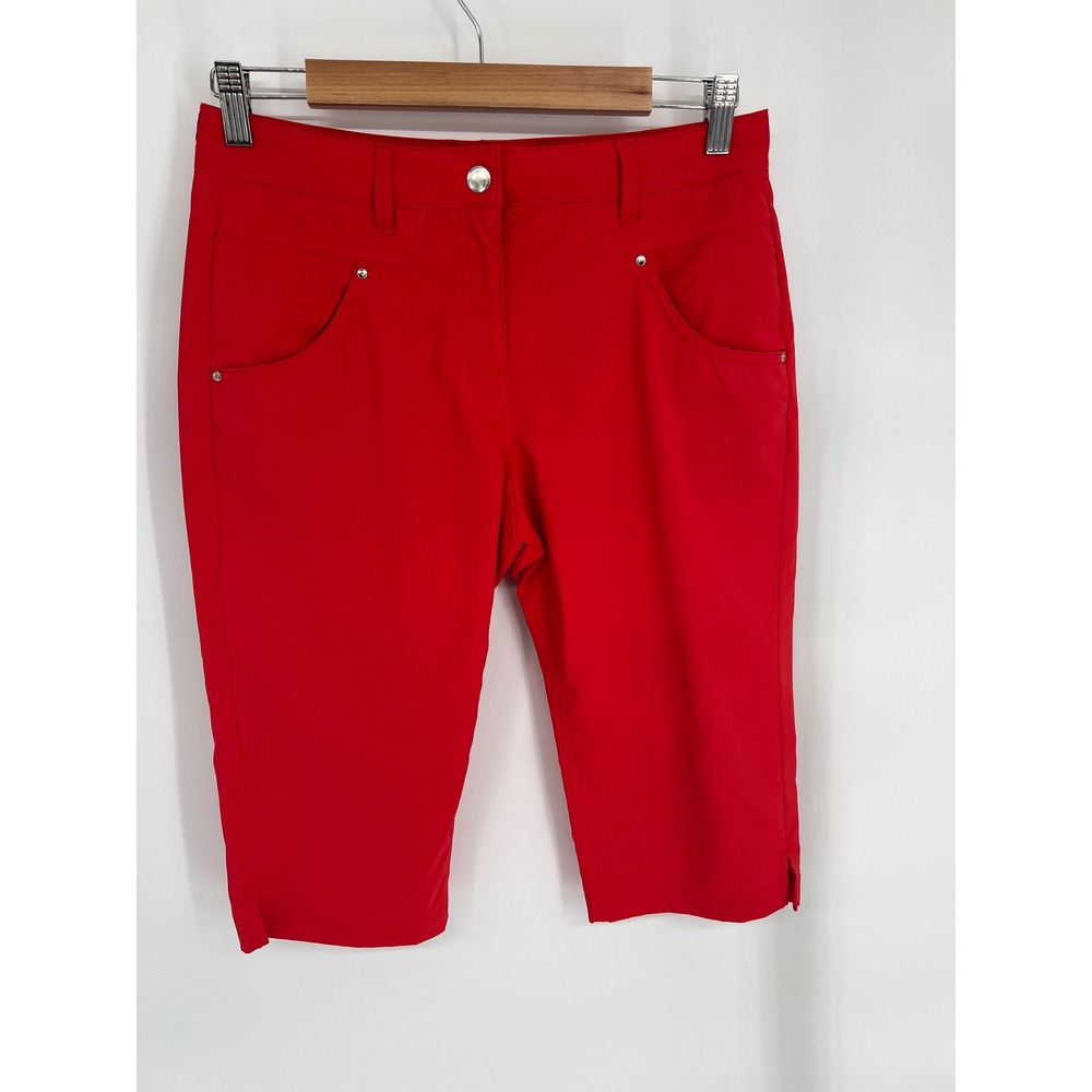 Nivo by Lanctôt Womens Red Golf Capri Pants Size 4 Performance Activewear Slits